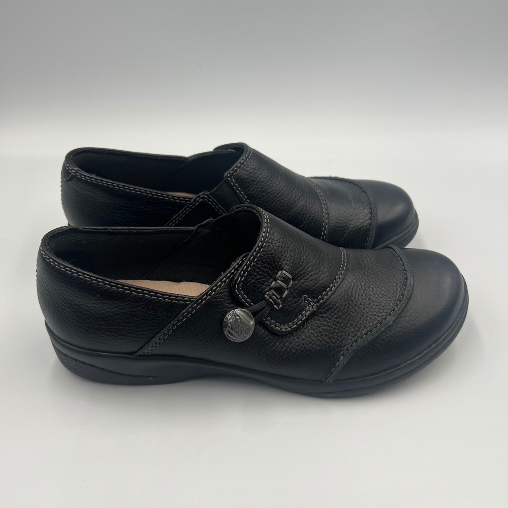 Clarks Cheyn Misha Loafer Womens 6 M Black‎ Leather Shoes Comfort Casual Slip On